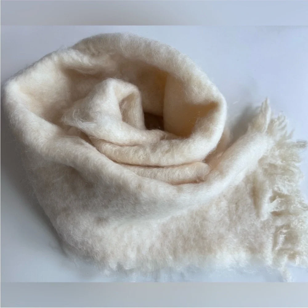 Vintage Beige Wool Chunky Scarf blanket Wrap